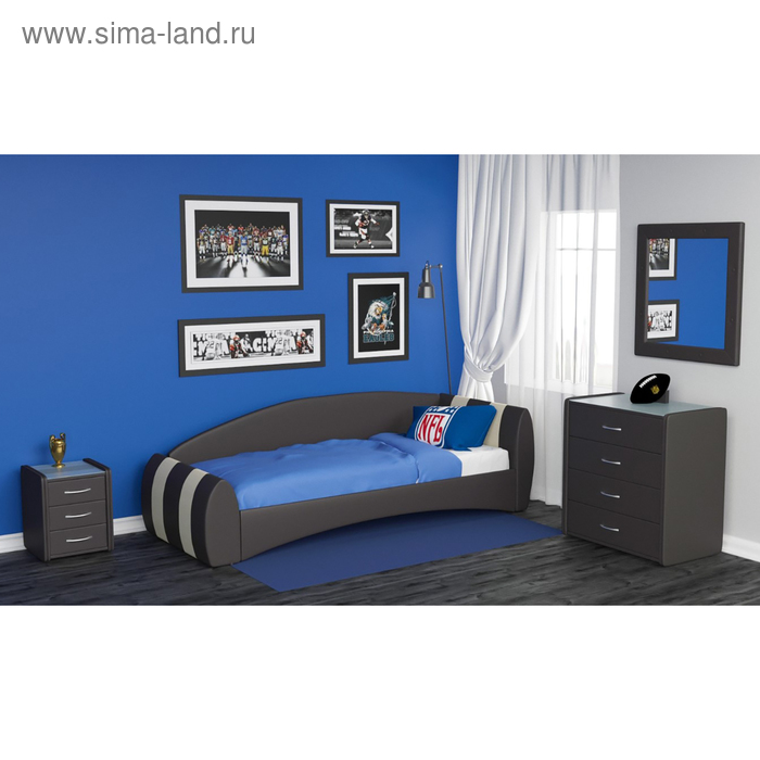 Кровать Кальвет 1900 900 мм встроенное основание правая цвет пралине nice beige 27864₽