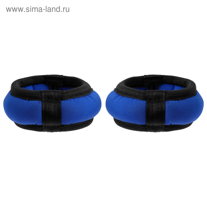 Утяжелители-браслеты неопреновые, дробь, 2 × 0,3 кг, цвет синий - Фото 1