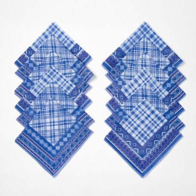 Платки носовые мужские "Этель" 30х30 см, (набор 12 шт.) цв. синий ситец, 100% хл