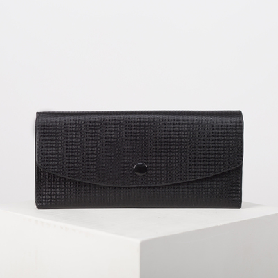 Кошелёк женский, 2 отдела на клапане, цвет чёрный