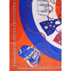 Платок женский, размер 100х100 см, K05100PL506 оранжевый, синий - Фото 3