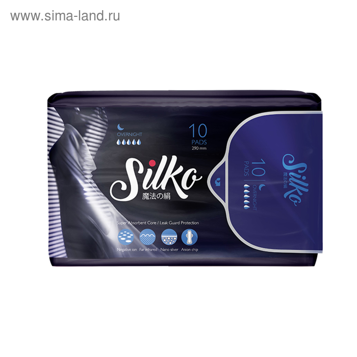 Прокладки женские SILKO  гигиенические ночные, 10 шт - Фото 1