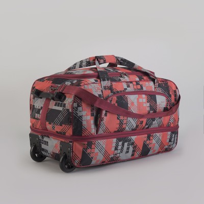 Сумка дорожная на колесах с расширением, отдел на молнии, наружный карман, цвет серый/оранжевый