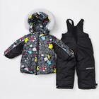 Комплект детский (Куртка + Полукомбинезон), рост 92 см, цвет чёрный(птички) - Фото 1