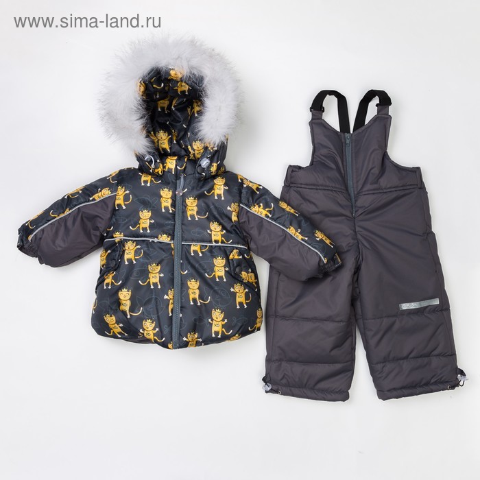 Комплект детский (Куртка + Полукомбинезон), рост 80 см, цвет серый(корона) - Фото 1