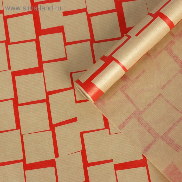 Бумага упаковочная крафт "Черепица Красная", 0.6 x 10 м, 40 гр/м2 - Фото 1