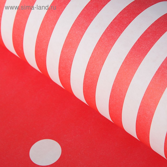 Бумага упаковочная крафт "Полосы-горох на красном", 50 х 70 см, 10 листов - Фото 1