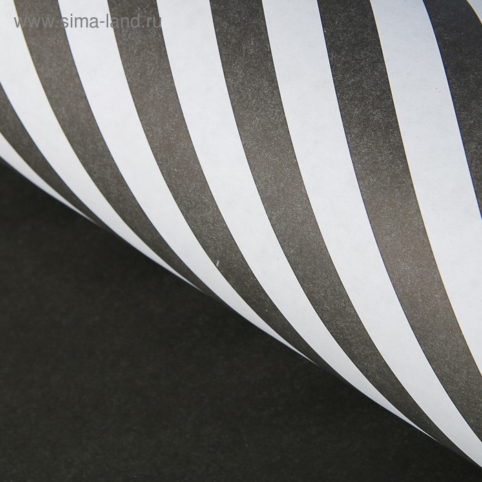Бумага упаковочная крафт "Полосы на чёрном", 50 х 70 см, 10 листов - Фото 1