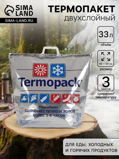 Термопакет двухслойный, металлизированный, 60×55 см, для еды, холодных и горячих продуктов