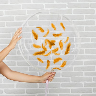 Шар полимерный 20" «Сфера», перья, цвет оранжевый, 1 шт.