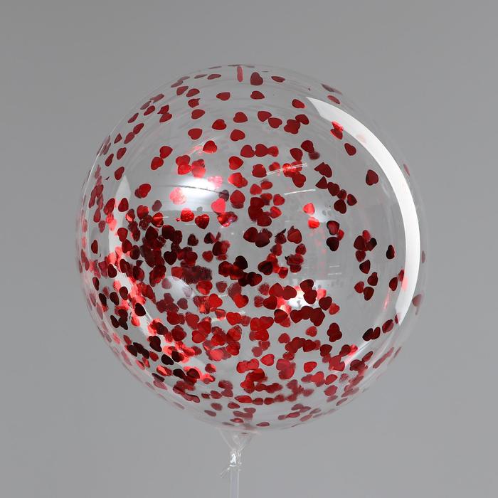Шар полимерный 20" «Сфера», малые сердца, фольга, цвет красный, 1 шт. - Фото 1