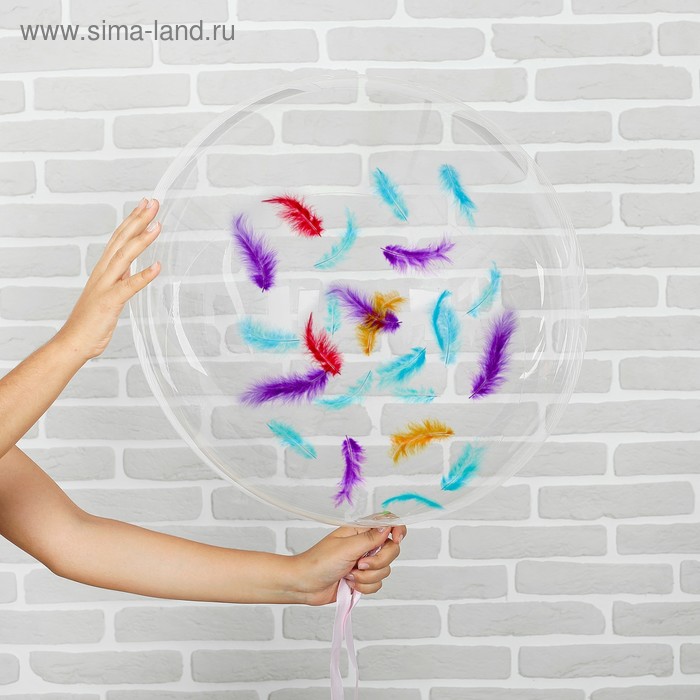 Шар полимерный 20" «Сфера», яркие перья, 1 шт., МИКС - Фото 1
