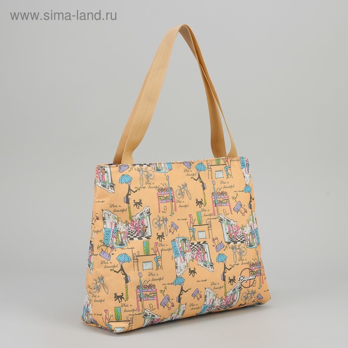 Сумка летняя, отдел на молнии, без подклада, цвет бежевый - Фото 1