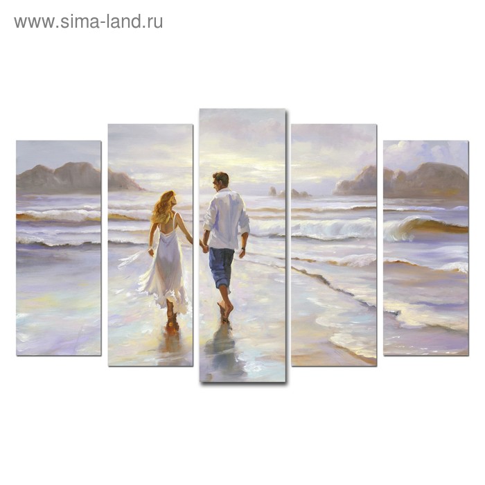 Модульная картина на подрамнике "Влюблённые на берегу" 2-25х64, 2-25х71,1-25х80 125*80 см - Фото 1