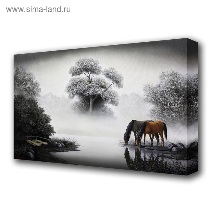Картина на холсте "Кони на водопое" 60*100 см - Фото 1