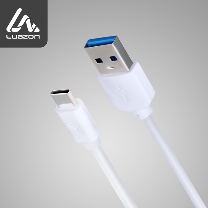 Кабель LuazON, Type-C - USB, 1 А, 1.5 м, белый - Фото 1
