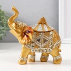 Фигурка-шкатулка для украшений «Золотой слон в зеркальной попоне», полистоун, 15×13.7×6.5 см - Фото 6