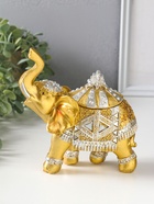 Фигурка - шкатулка для украшений «Золотой слон в зеркальной попоне», полистоун, 15×13.7×6.5 см - Фото 6