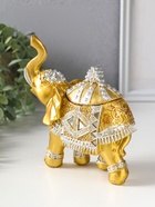 Фигурка - шкатулка для украшений «Золотой слон в зеркальной попоне», полистоун, 15×13.7×6.5 см - Фото 7