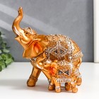 Сувенир полистоун "Золотой слон со слонёнком в зеркальной попоне" 17,5х15х9,5 см - фото 320184344