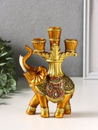 Фигурка полистоун подсвечник «Африканский слон в золотой, ажурной попоне», 19×12.5×5 см - Фото 2