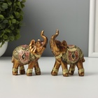 Фигурка полистоун «Африканский слон в золотой, ажурной попоне», 8.5×7×3 см, МИКС - Фото 1