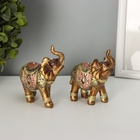 Фигурка полистоун «Африканский слон в золотой, ажурной попоне», 8.5×7×3 см, МИКС - Фото 3