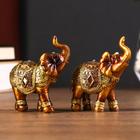 Сувенир полистоун "Африканский слон в золотой, ажурной попоне" МИКС 8,5х7х3 см - фото 320184355