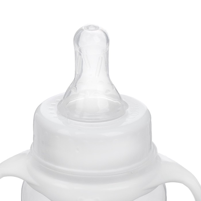 Бутылочка для кормления, классическое горло, приталенная, с ручками, 150 мл., от 0 мес., цвет белый - фото 1896660271