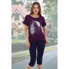 Комплект женский (футболка, бриджи) 2057 цвет фиолетовый, р-р 42   вискоза - Фото 1
