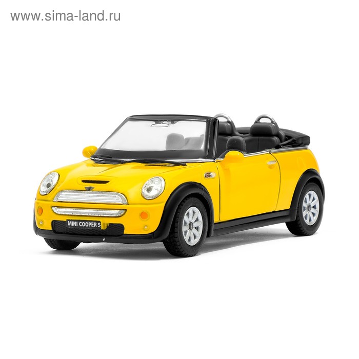 Машина металлическая Mini Cooper S Convertible, 1:28, открываются двери, инерция, цвет жёлтый - Фото 1