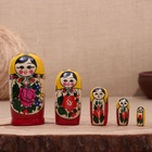 Матрёшка дерево «Зоя», жёлтый платок, 5 кукольная, 12 см - Фото 1