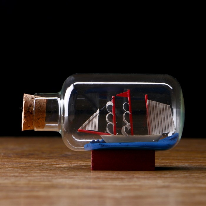 Корабль "Анна" в бутылке,  паруса микс , 7,5*4,2*5см - фото 1896490034