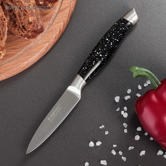 Нож для овощей Доляна Overlord, лезвие 8,5 см, цвет чёрный - Фото 1
