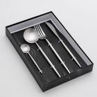 Столовые приборы Magistro «Фолк», 4 предмета, нержавеющая сталь, серебристые - Фото 3