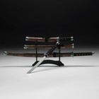 Сув. изделие катаны 3в1 на подставке, ножны кожзам, цветы  шоко  47/70/89см - Фото 4