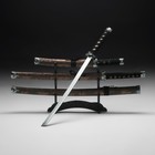 Сув. изделие катаны 3в1 на подставке, ножны кожзам, цветы  шоко  47/70/89см - Фото 5