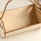 Кашпо деревянное 22×15×12 см уникальное "Птичкина кормушка Лайт", ручка верёвка, натуральный - фото 8396791