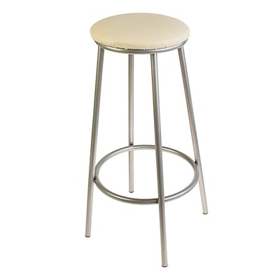 Табурет барный «Клик Мебель. Высокий», искусственная кожа, цвет серебристый металлик/молочный