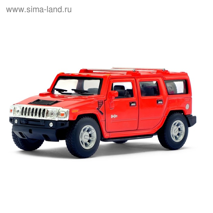 Машина металлическая Hummer H2 SUV, 1:40, открываются двери, инерция, цвет красный - Фото 1