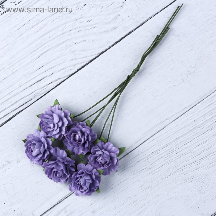 Цветы чайной розы "Фиолетовые" набор 6 шт, d=1,8 см - Фото 1
