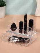 Органайзер для хранения косметики, 9 секций, с выдвижным ящиком, 18.5×10×11.5 см, прозрачный - Фото 2