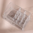 Органайзер для хранения, 9 секций, с выдвижным ящиком, 18,5 × 10 × 11,5 см, в картонной коробке, цвет прозрачный - фото 8879629