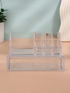 Органайзер для хранения косметики, 9 секций, с выдвижным ящиком, 18.5×10×11.5 см, прозрачный - Фото 6