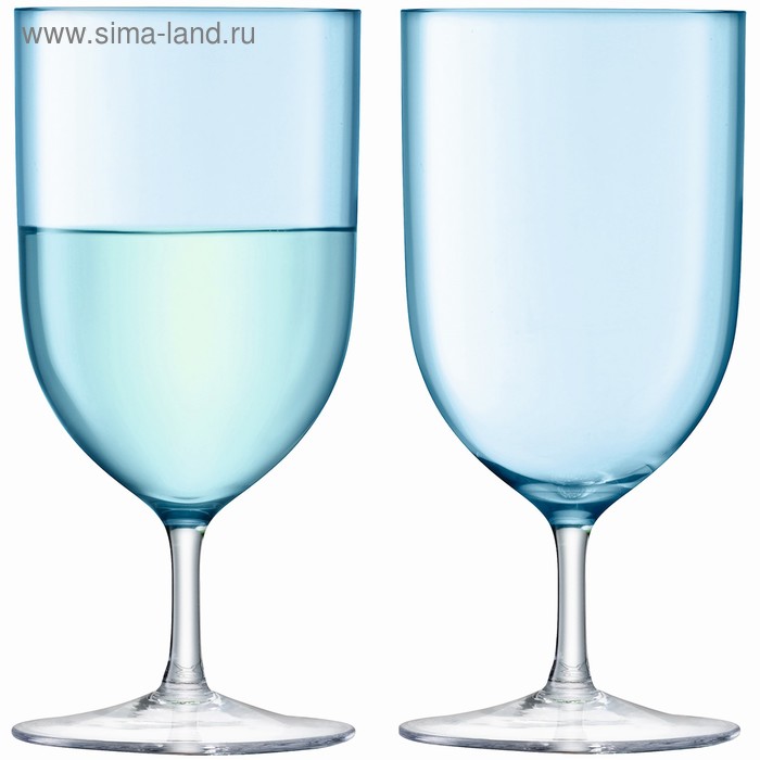 Набор из 2 бокалов для воды и вина Hint, 400 мл, бирюзовый - Фото 1