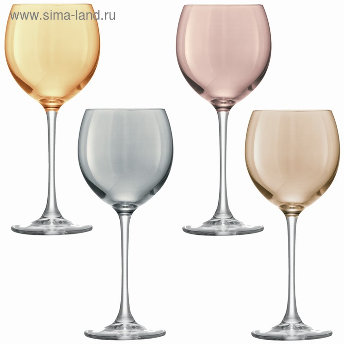 Набор из 4 бокалов для вина Polka, 400 мл, металлик - Фото 1