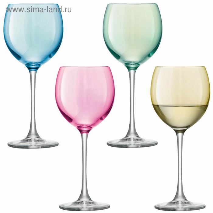 Набор из 4 бокалов для вина Polka, 400 мл, пастельный - Фото 1