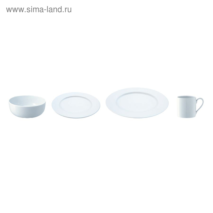 Набор посуды Dine, с бортиком, 4 предмета - Фото 1