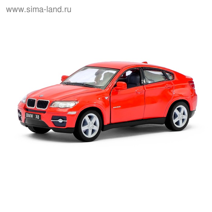 Машина металлическая BMW X6, 1:38, открываются двери, инерция, цвет красный - Фото 1