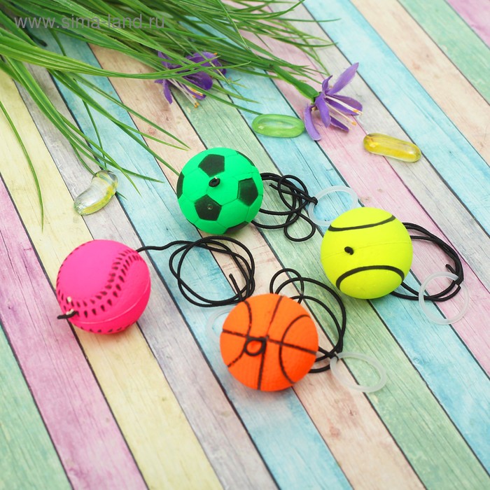 Мяч «Спортсмен», мягкий, 4 см, на резинке, МИКС - Фото 1